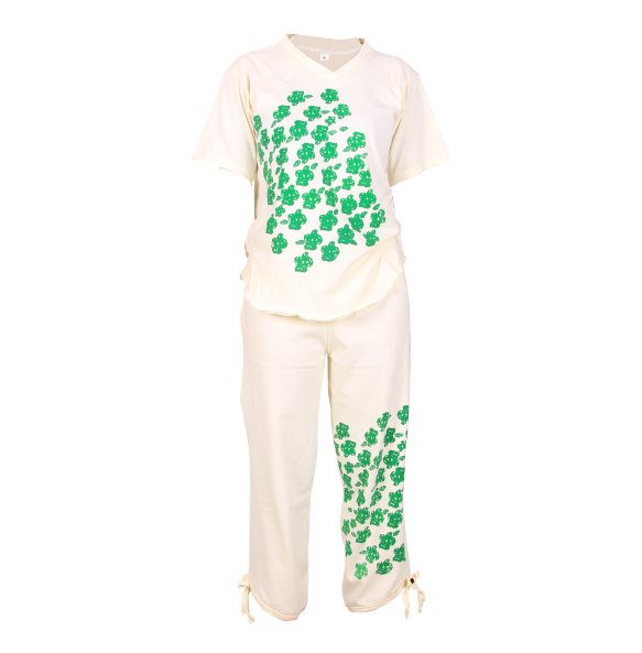 Markon_ Cotton Women's Pyjama Set Sleepwear Tops with Capri Pants