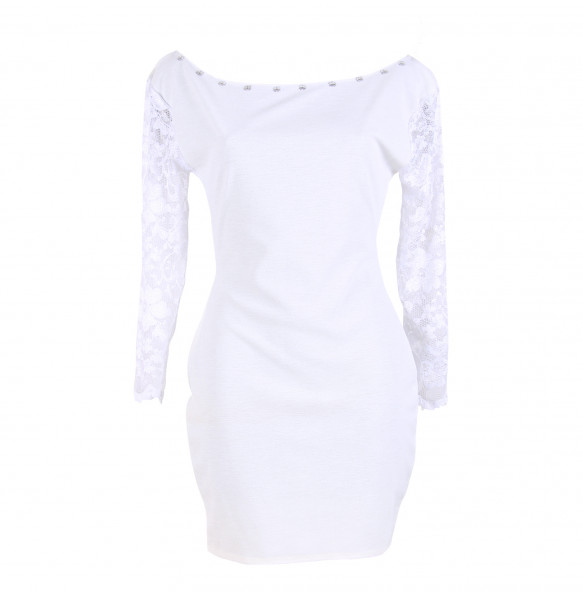 Markon Women's White Soft Long Sleeved Dress