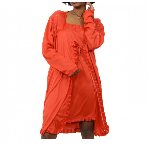 Markon Women's Long Sleeve Nightgown Pajama Tow Piece Set Nightwear 