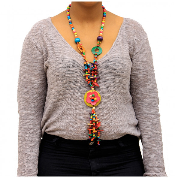 Beautiful Multi-Layer  Necklaces Made of wooden & Paper Beads