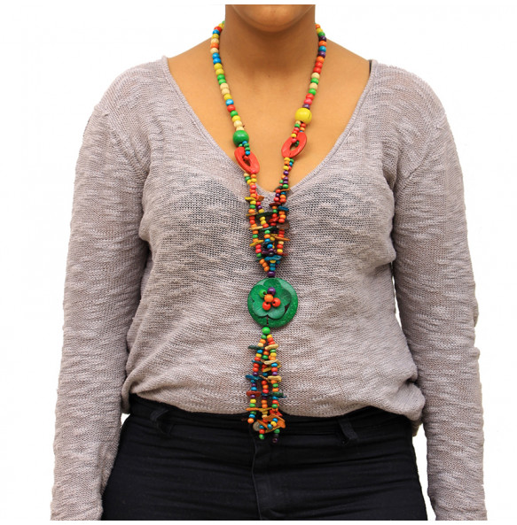 Beautiful Multi-Layer  Necklaces Made of wooden & Paper Beads