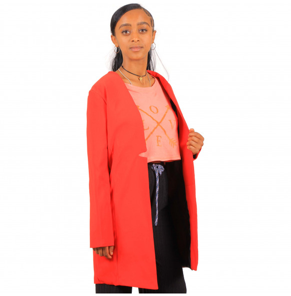 Aklilu_ Women's Open Front Long Sleeve Plus Size Cot 