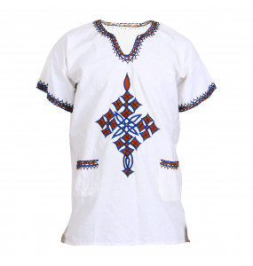 Haymanot_  Short Sleeve V- Neck Men's Traditional Shirt