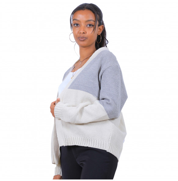 Ethiopia Long-sleeved open front knit sweater coat
