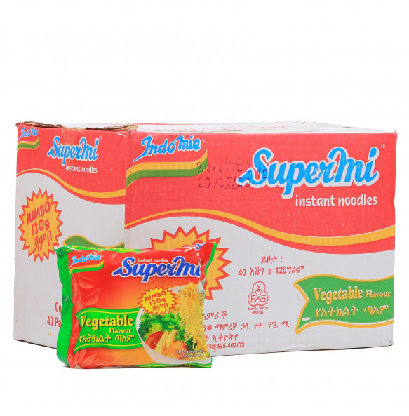 Supermi Indomie Instant Noodles Vegetable Flavour 120g (Pack of 40)