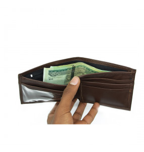 Minaleshewa_ Men's  Genuine Leather Brown Wallet Bag
