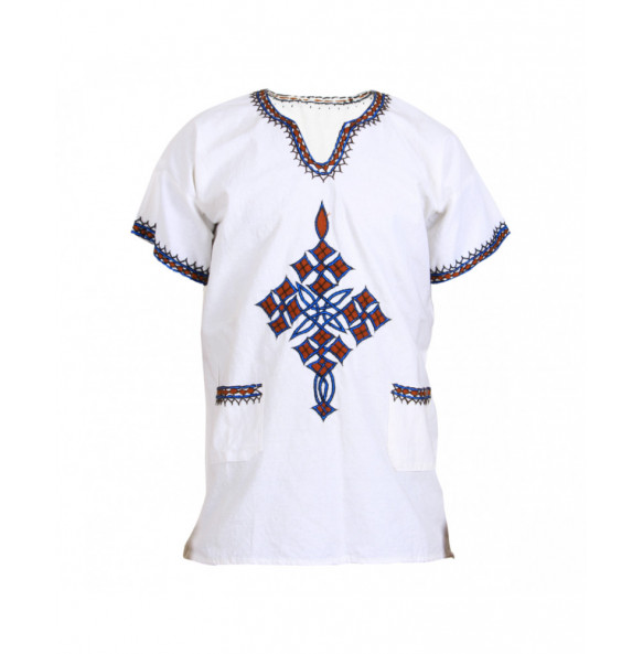 Haymanot_  Short Sleeve V- Neck Men's Traditional Shirt