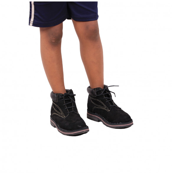 Dereje_ Black Velvet Kids Short Boots Shoe