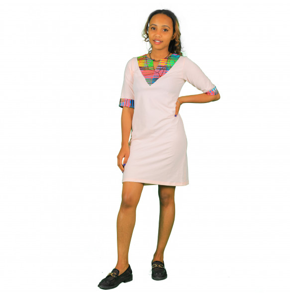 GABER Women's Short-sleeve  African Print Dress 