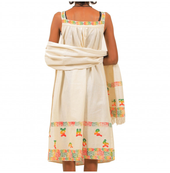 Alemayehu _Women’s Cotton Sleeveless Dress with Netela 