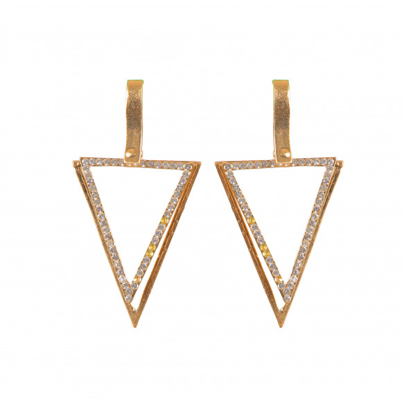Women’s  2Triangle Stainless Steel Golden- Tone Earrings