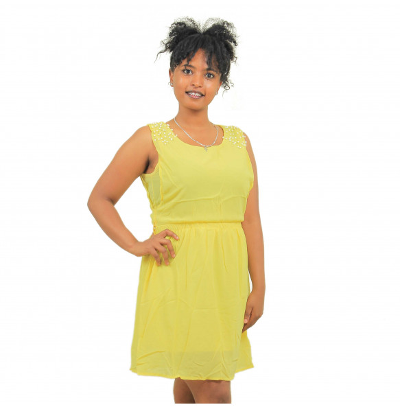 Kidst _ yellow solid Color Summer Casual Dress