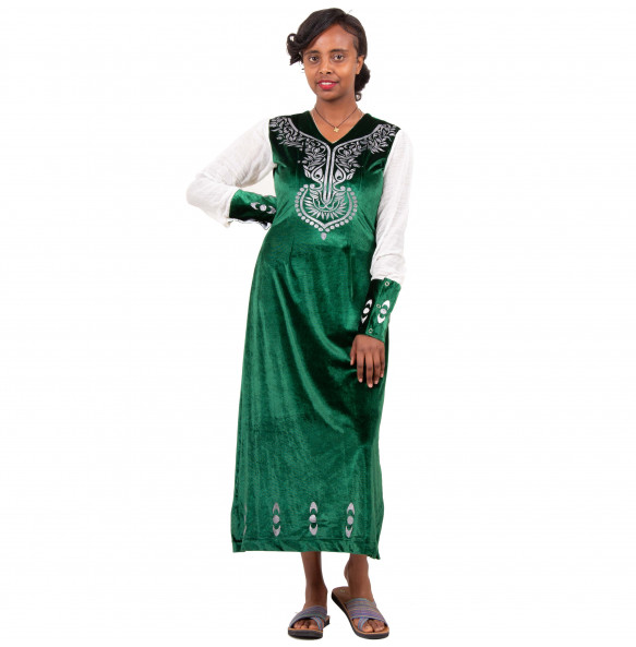 Addis _ Women’s Velvet Long-Sleeved Side Split Dress
