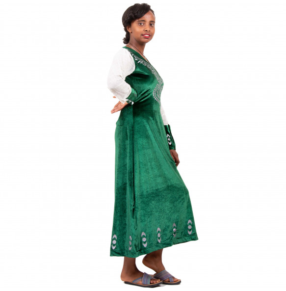 Addis _ Women’s Velvet Long-Sleeved Side Split Dress