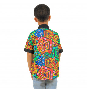 Asefaw _Kids Short Sleeve Africa Pattern Print T- Shirt