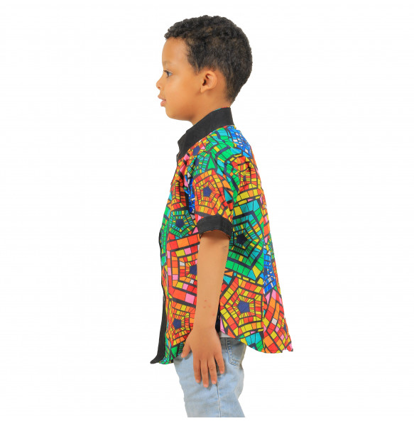 Asefaw _Kids Short Sleeve Africa Pattern Print T- Shirt