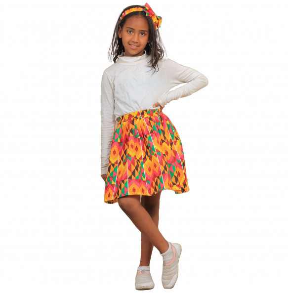 Bethelhem _ Kids African pattern Printed Skirt with Tiara