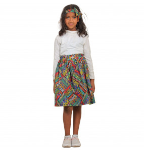 Bethelhem _ Kids African pattern Printed Skirt  with Tiara 