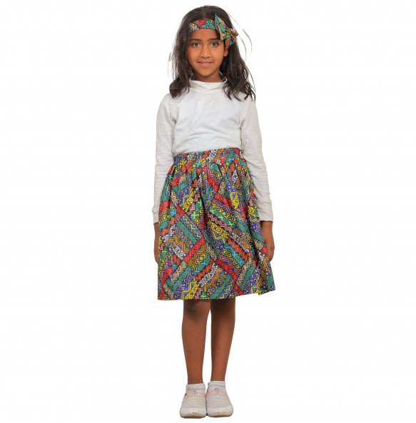 Bethelhem _ Kids African pattern Printed Skirt  with Tiara 