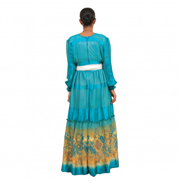 Asresash_ Women's Chiffon Beautiful Dress with small size 'netela'
