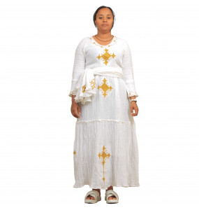 Buzunesh  _ Traditional Dress With Shawl (netela)