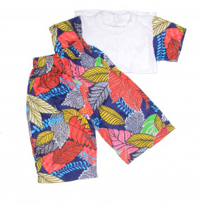 Weyineshet_ Kids Africa pattern Print  T- shirt & Short 2 pcs set 