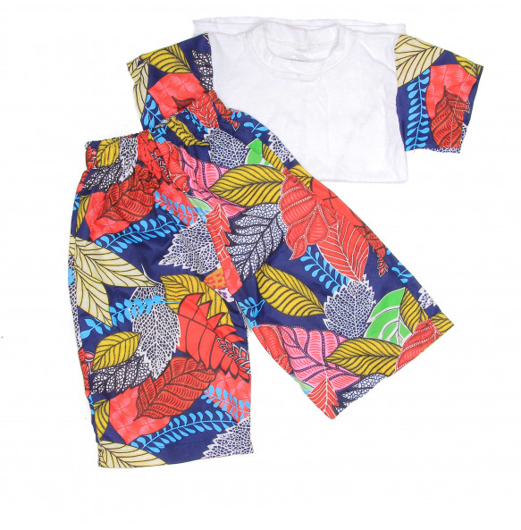 Weyineshet_ Kids Africa pattern Print  T- shirt & Short 2 pcs set 