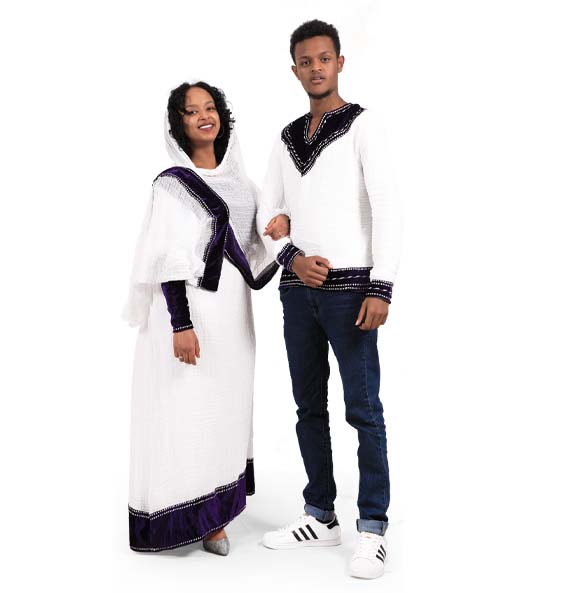 2 in 1 Traditional Women's  Dress and Men's  Long  Sleeve Top