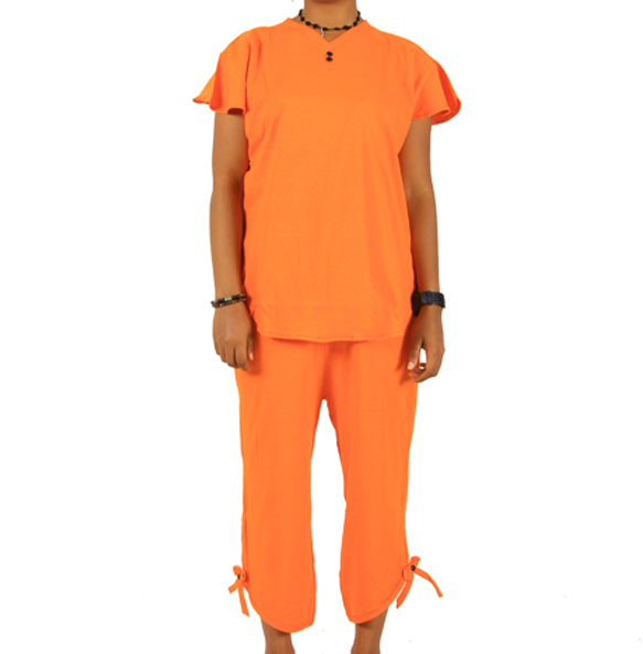  Markon_ Cotton Women's Pajama Set Sleepwear Tops with Capri Pants 